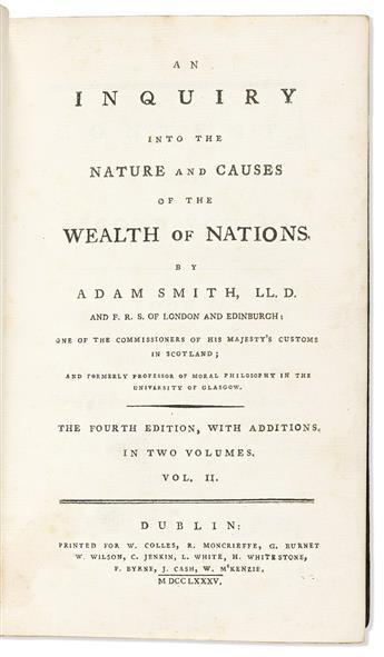 Smith, Adam (1723-1790) An Inquiry into the Nature and Causes of the Wealth of Nations.